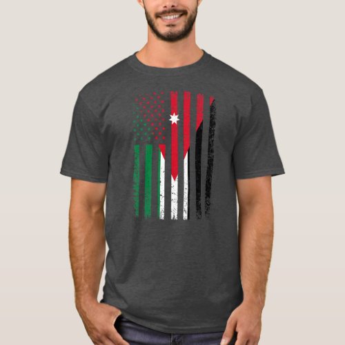 Jordan USA Flag 4th of July American Jordanian T_Shirt