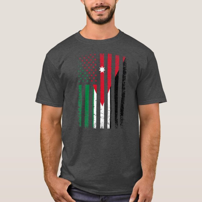 Jordan USA Flag 4th of July American Jordanian T-Shirt (Front)