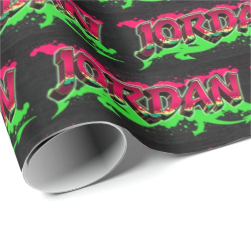 Jordan Vorname Name Graffiti red green Wrapping Paper