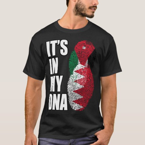 Jordanian And Bahraini Mix DNA Heritage Flag T_Shirt