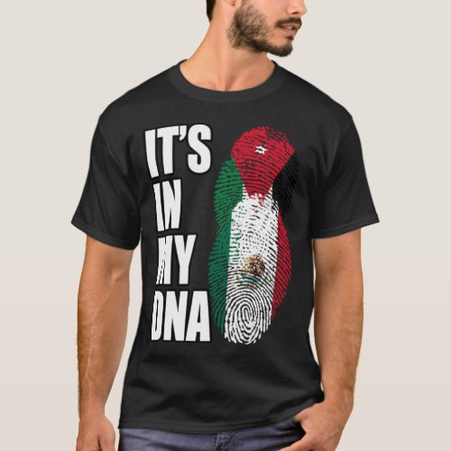 Jordanian And Mexican Mix Heritage DNA Flag T_Shirt