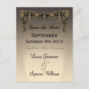Jordey Sepia Wedding Reminder Postcard