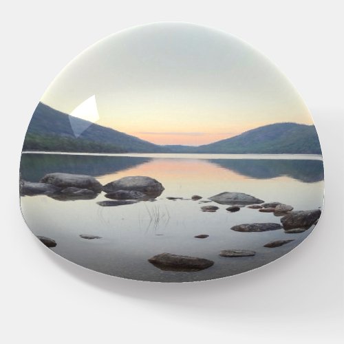 Jordon Pond at Sunset Maine Dome Paperweight