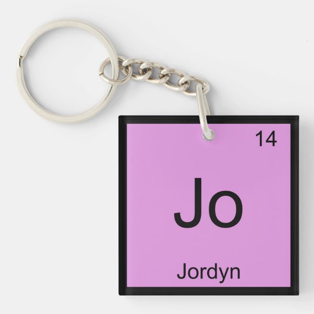 Jordyn  Name Chemistry Element Periodic Table Keychain (Front)