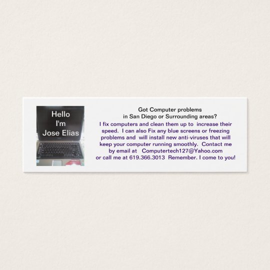 Jose Elias, Laptop or Pc Computer, Jose Elias ... Mini Business Card