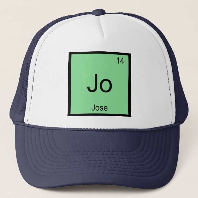 Jose  Name Chemistry Element Periodic Table Trucker Hat (Front)