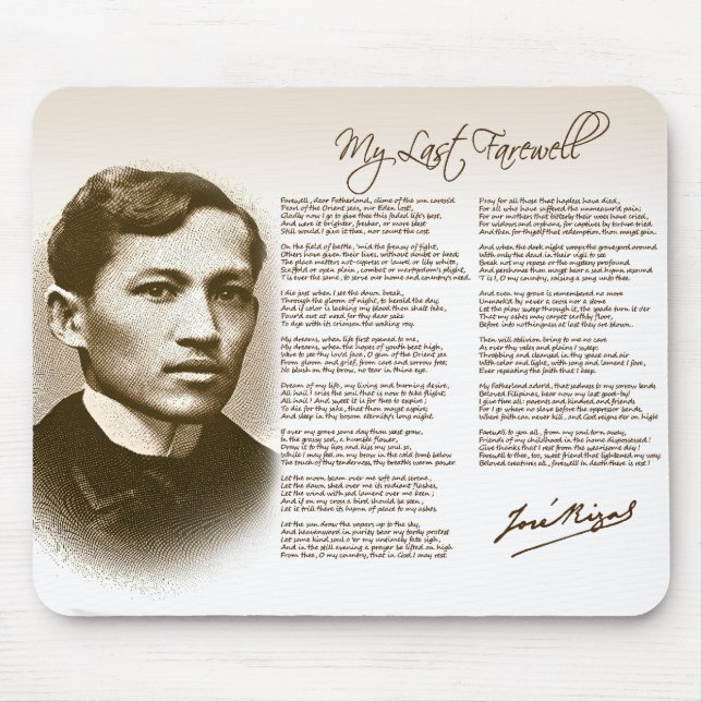 Jose Rizal My Last Farewell Mouse Pad (Front)