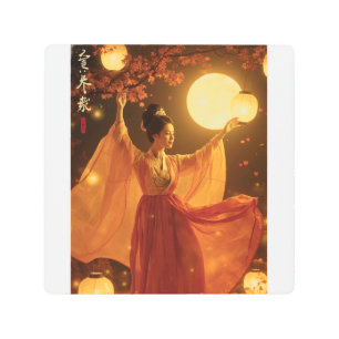Joseon Moonlight Dance – Korean Mid-Autumn Metal Print