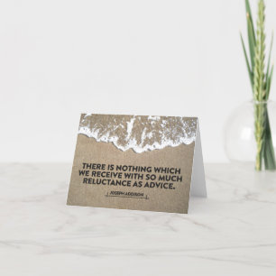 Joseph Addison Inspirational Quote "Advice" Letterpress Thank You Card