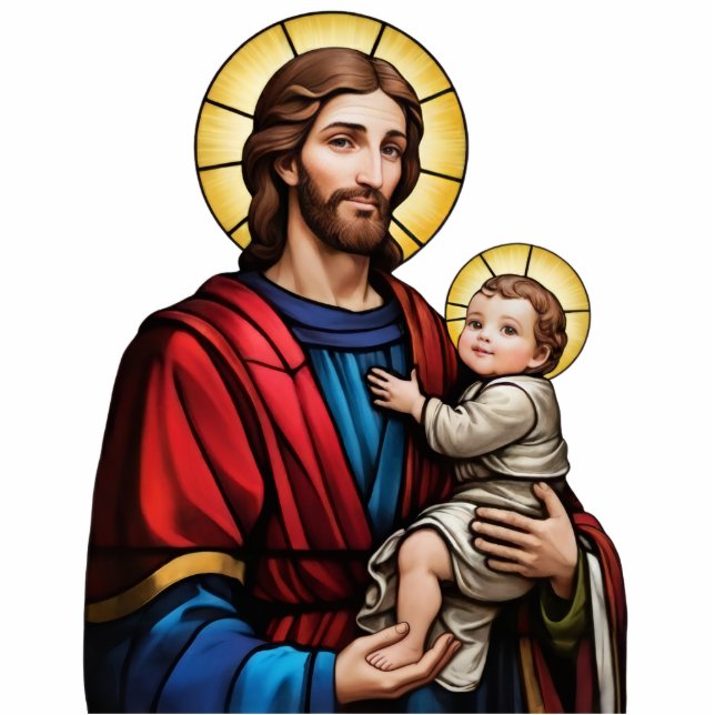 Joseph and Baby Jesus Christian 2D Flat Figurine Cutout (Front)