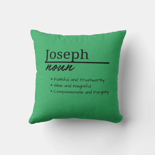 Joseph, Boy Personalized Name Definition Throw Pillow (Back)
