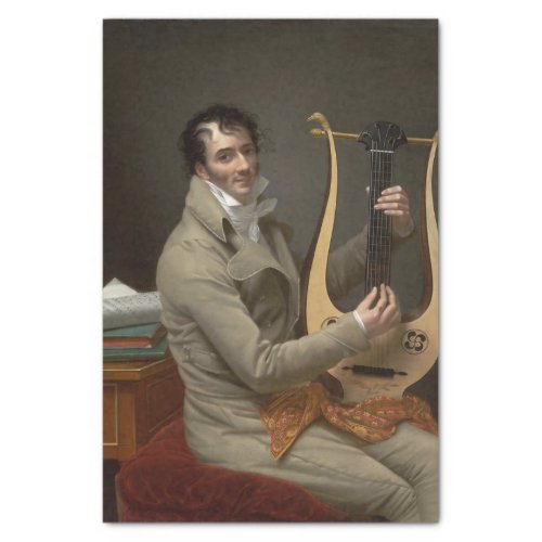 Joseph_Dominque Fabry Playing a Lyre Guitar Tissue Paper