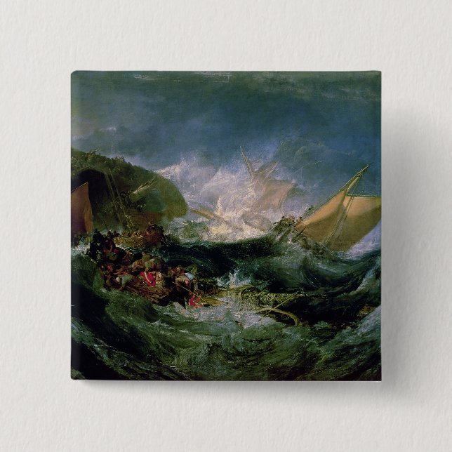  Joseph Mallord William Turner | Wreck of a Transp Button (Front)