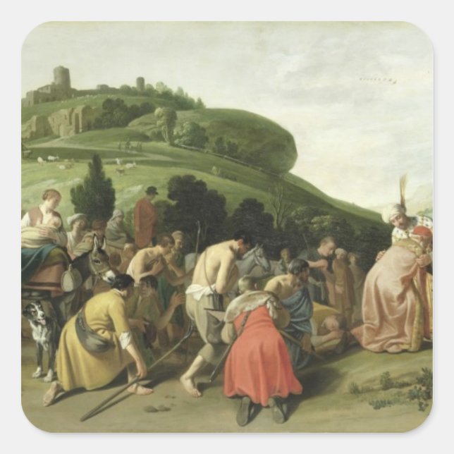 Joseph Receives his Father in Egypt, 1628 Square Sticker (Front)