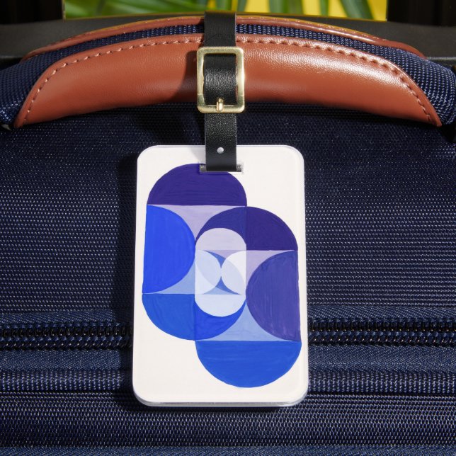 Joseph Schillinger Key Blue. Abstract geometric Luggage Tag (Front Insitu 2)