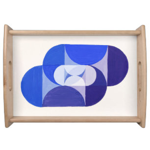 Joseph Schillinger Key Blue. Abstract geometric Serving Tray