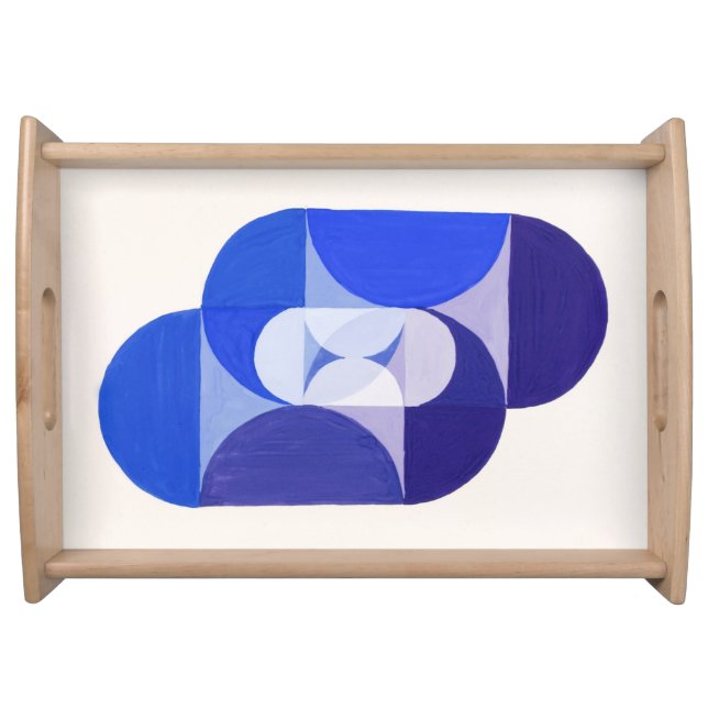 Joseph Schillinger Key Blue. Abstract geometric Serving Tray (Front)