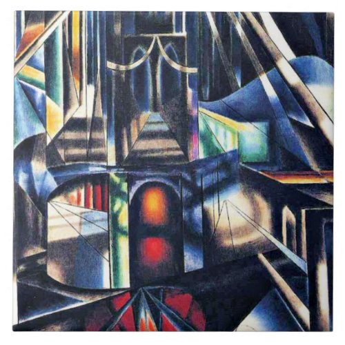 Joseph Stella _ Old Brooklyn Bridge Ceramic Tile