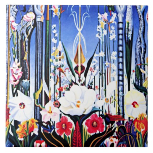 Joseph Stella painting Flowers Italy Ceramic Tile