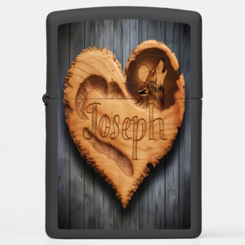 Joseph Wolf Howl Heartwood Sign Zippo Lighter