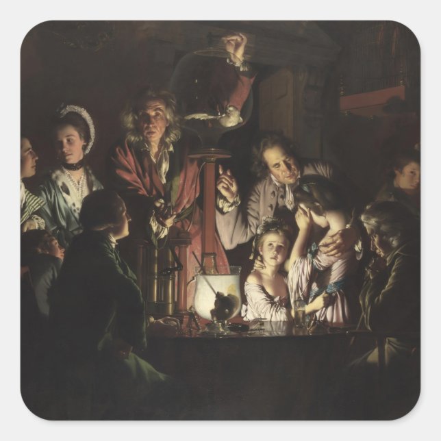 Joseph Wright- An Experiment on a Bird in Air Pump Square Sticker (Front)