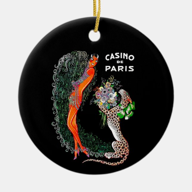 Josephine Baker Cheetah Jazz Age Ceramic Ornament (Front)