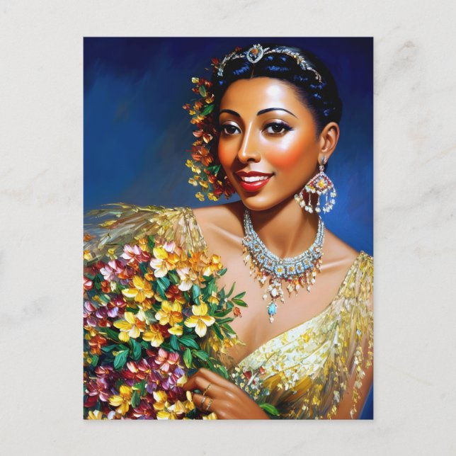 Josephine Baker Floral Art Postcard (Front)