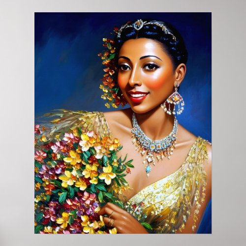 Josephine Baker Floral Art Poster