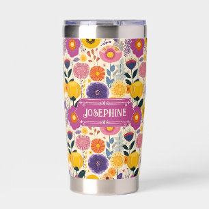 Josephine Colorful Purple and Yellow Modern Floral Insulated Tumbler