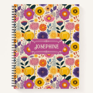 Josephine Colorful Purple and Yellow Modern Floral Notebook