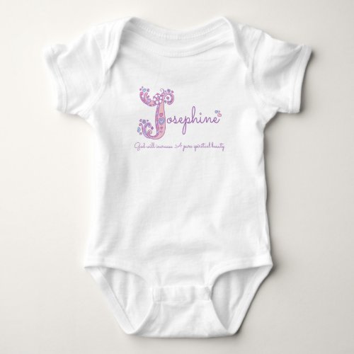 Josephine girls name pastel purple custom meaning baby bodysuit