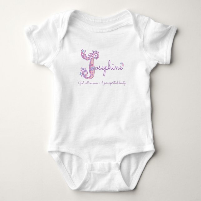 Josephine girls name pastel purple custom meaning baby bodysuit (Front)