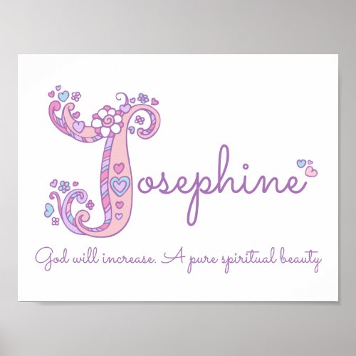 Josephine girls name pastel purple custom meaning poster