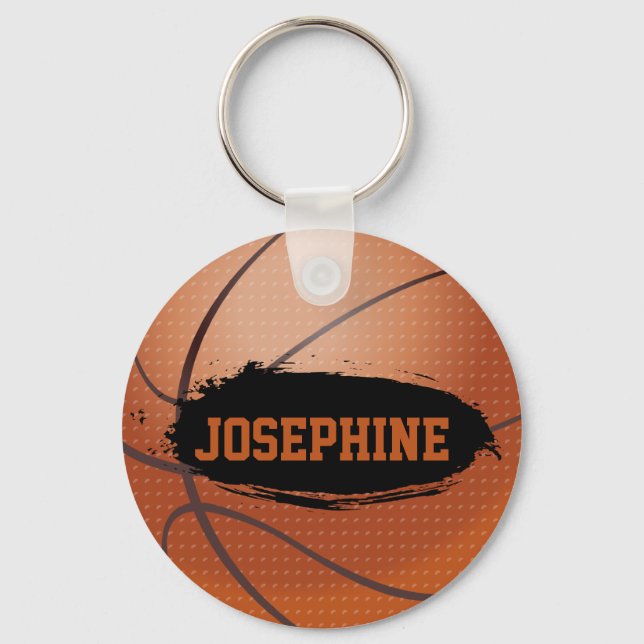 Josephine Grunge Basketball Personalized Keychain (Front)