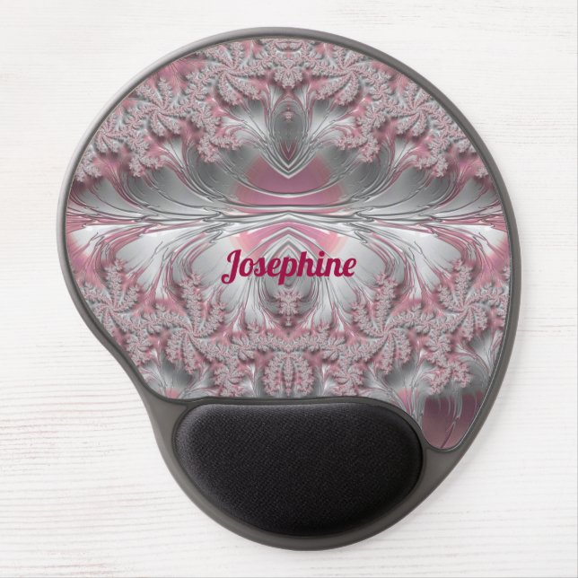 JOSEPHINE ~ Pink White Silver ~  Gel Mouse Pad (Front)
