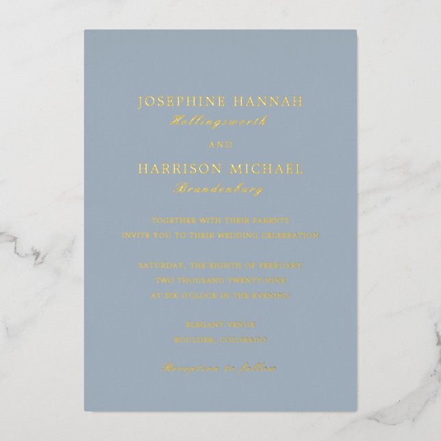 Josephine Traditional Wedding Foil Invitation (Front)