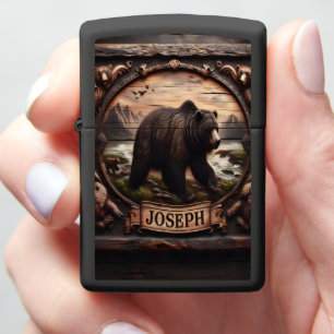 Joseph's Grizzly Bear Carving Zippo Lighter