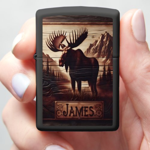 Josephs Moose Wood Carving Zippo Lighter