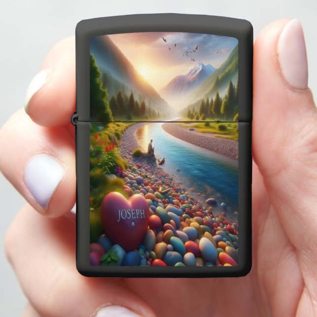 Joseph's River Valley Sunset Zippo Lighter (In Hand)