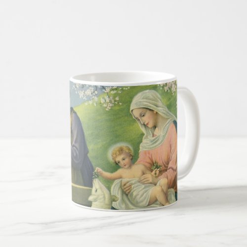 Josephs Workshop with Mary and Baby Jesus Coffee Mug