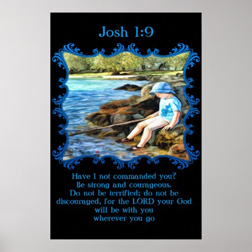 Josh 19 Baby boy fishing in the river Poster
