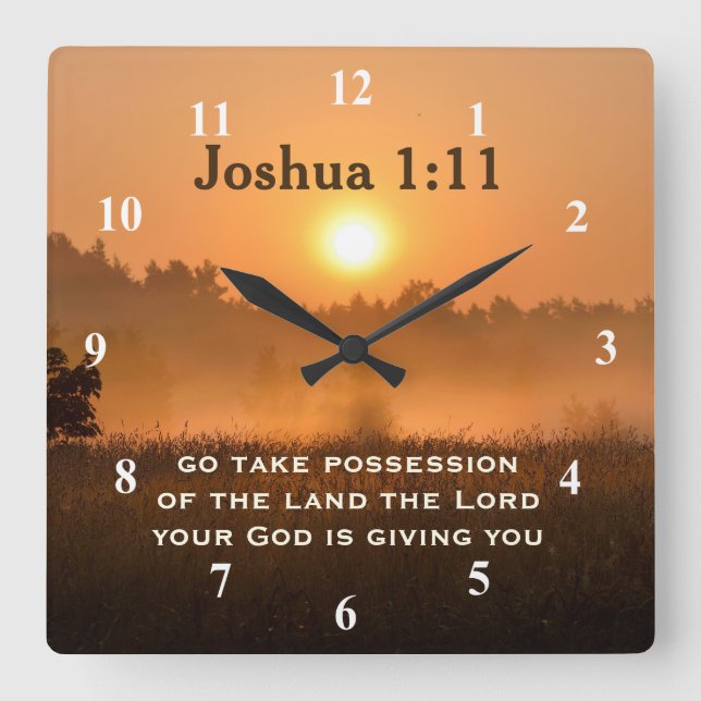 Joshua 1:11 Scripture Take Possession of the Land Square Wall Clock (Front)