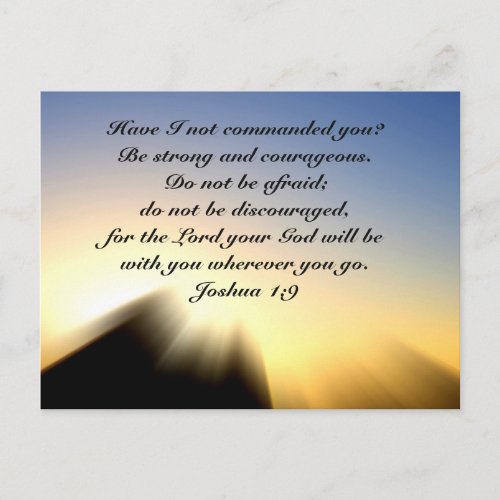 Joshua 19 Be strong and courageous Bible Postcard