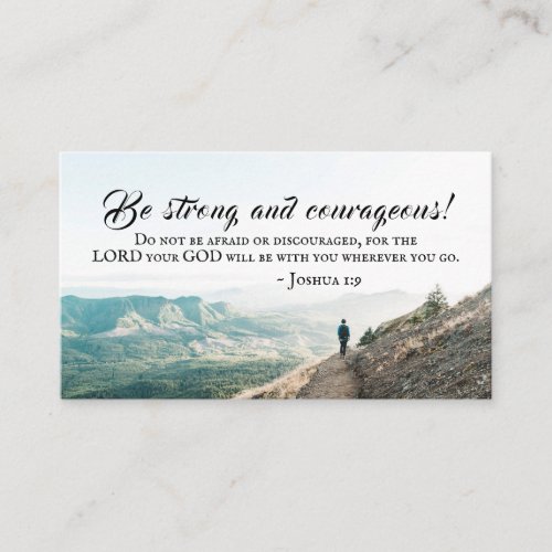 Joshua 19 Be Strong and Courageous Bible Verse Business Card