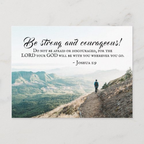 Joshua 19 Be Strong and Courageous Bible Verse Postcard