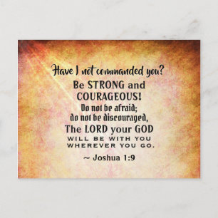 Joshua 1:9 Be Strong and Courageous, Bible Verse Postcard