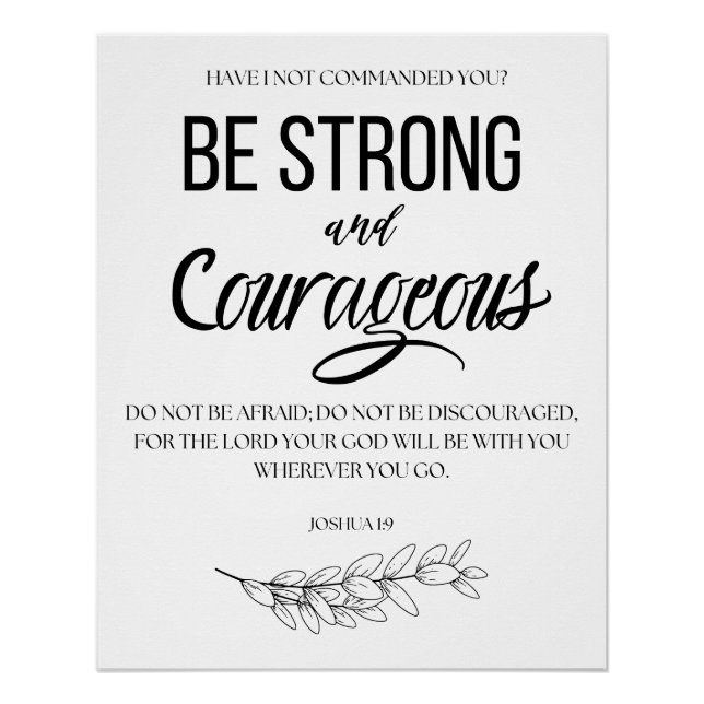 Joshua 1:9 Be Strong and Courageous Christian Poster (Front)