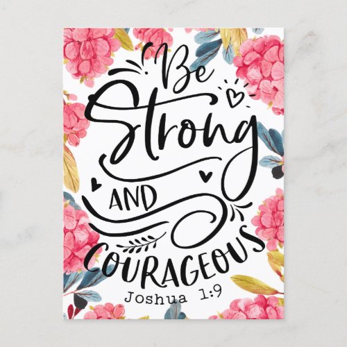 Joshua 19 Be Strong and Courageous Postcard