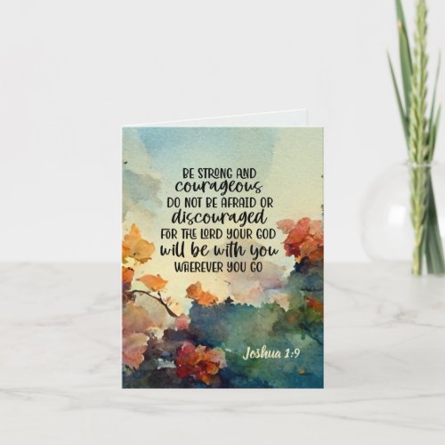 Joshua 19 Be Strong and Courageous Watercolor Card