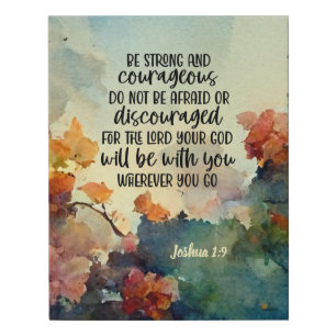 Joshua 1:9 Be Strong and Courageous Watercolor Faux Canvas Print